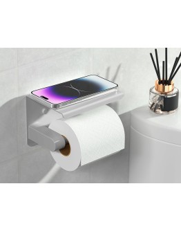 Метална поставка за тоалетна хартия с рафт за телефон за баня